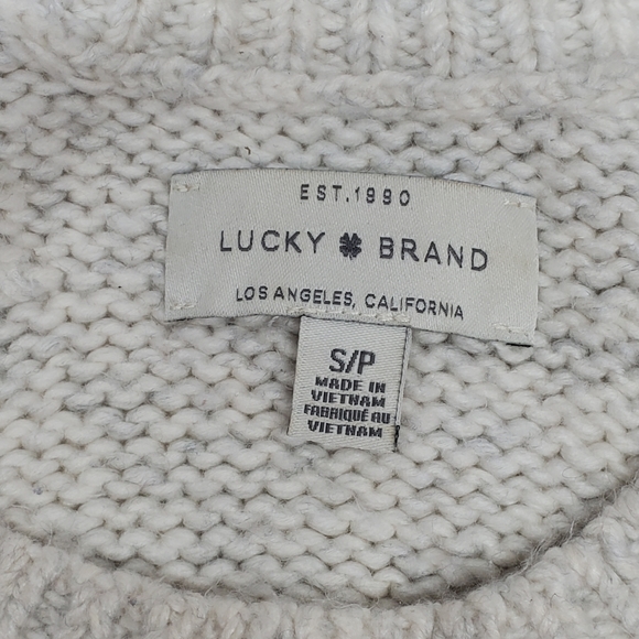 Lucky Brand Sweater Women Size Small Beige Crochet Cotton - Picture 6 of 9